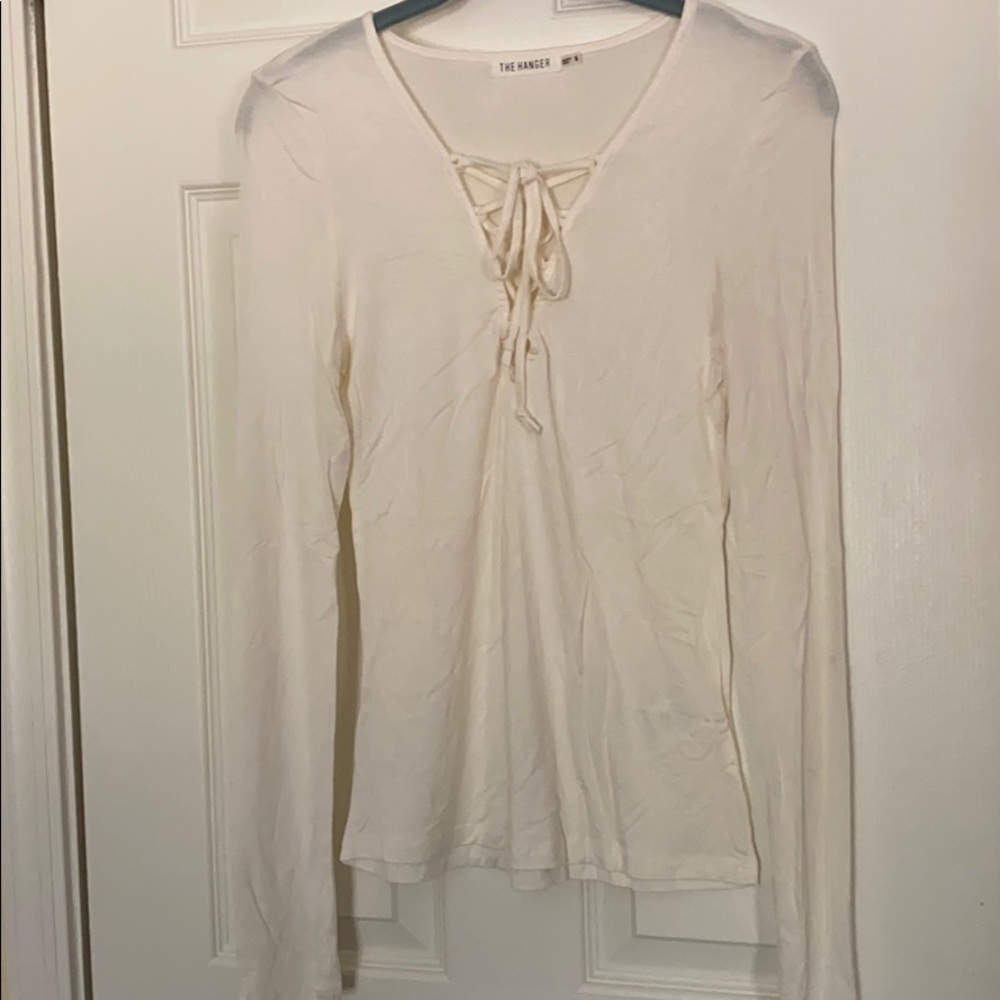 Off-white  front lace up tie long sleeve shirt